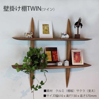 画像1: 壁掛け棚"TWIN"ツインプラス　壁面をおしゃれに飾る 2段ウォールシェルフ　シンプルでスタイリッシュな壁掛け飾り棚