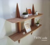 壁掛け棚"TWIN"ツインWIDE　壁面をおしゃれに飾る 2段ウォールシェルフ　シンプルでスタイリッシュな壁掛け飾り棚